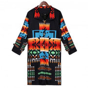 2020 Coat Women Jackets Winter Warm Long Sleeve Color Block Retro Floral Print Coat Outerwear Women's Clothing Street wear