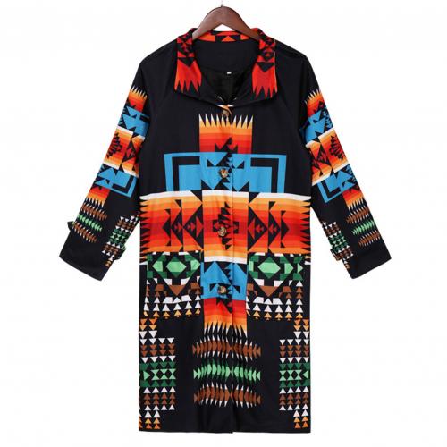 2020 Coat Women Jackets Winter Warm Long Sleeve Color Block Retro Floral Print Coat Outerwear Women's Clothing Street wear