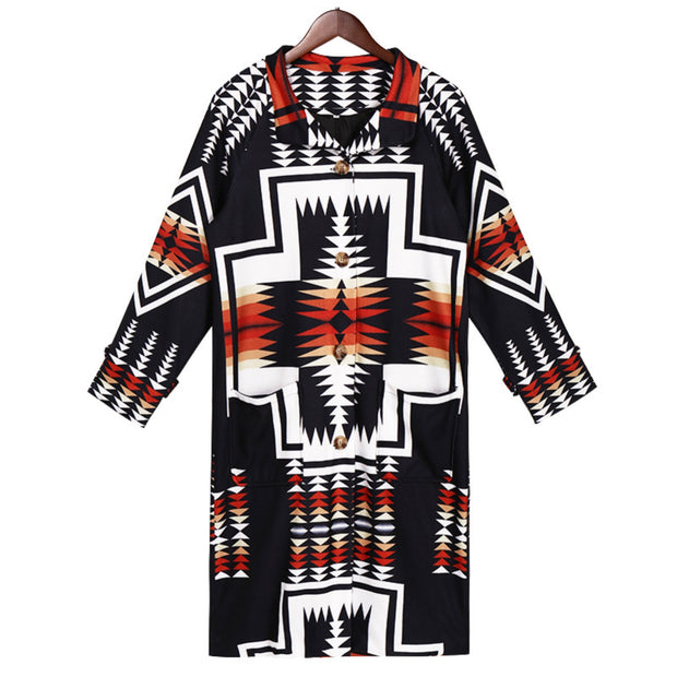 2020 Coat Women Jackets Winter Warm Long Sleeve Color Block Retro Floral Print Coat Outerwear Women's Clothing Street wear