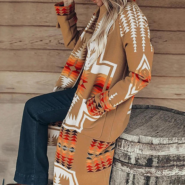 2020 Coat Women Jackets Winter Warm Long Sleeve Color Block Retro Floral Print Coat Outerwear Women's Clothing Street wear