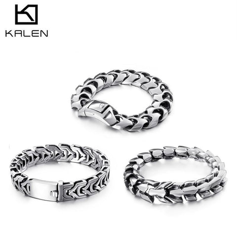 KALEN High Polished Arrow Shaped Bracelet Men 22cm Stainless Steel Bike Chain Bilezik Boho Male Jewellry Accessories