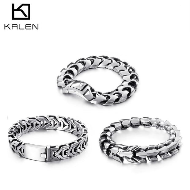 KALEN High Polished Arrow Shaped Bracelet Men 22cm Stainless Steel Bike Chain Bilezik Boho Male Jewellry Accessories