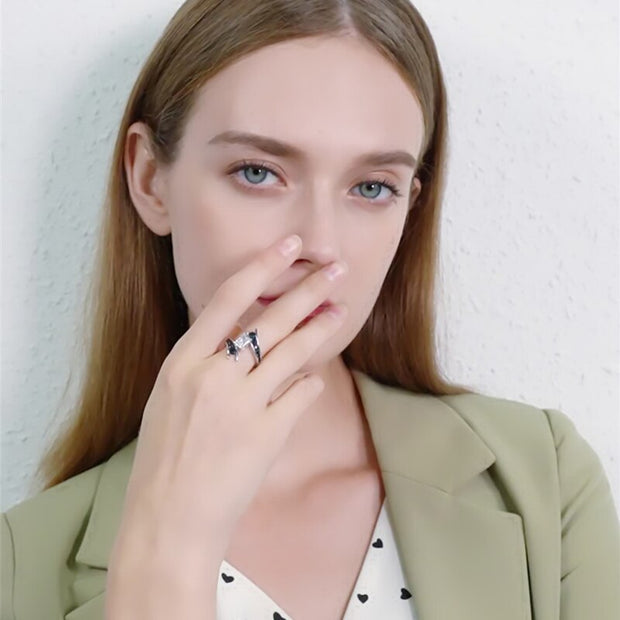 Moissanite Engagement Black Rings