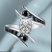 Moissanite Engagement Black Rings