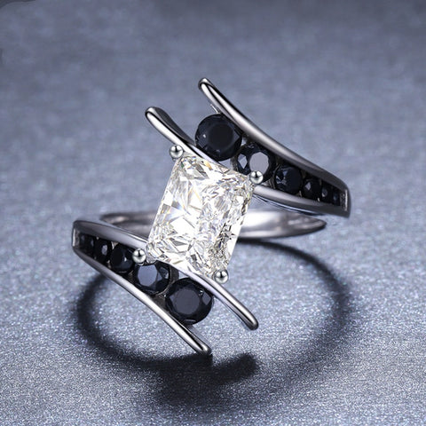Moissanite Engagement Black Rings