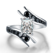 Moissanite Engagement Black Rings