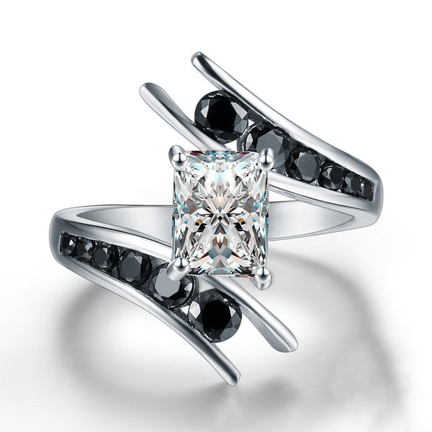 Moissanite Engagement Black Rings