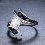 Moissanite Engagement Black Rings