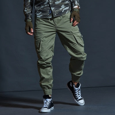 Men Casual Pants Multi-Pocket Trousers Tactical Joggers