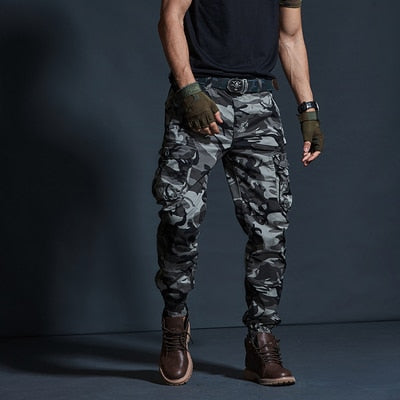 Men Casual Pants Multi-Pocket Trousers Tactical Joggers