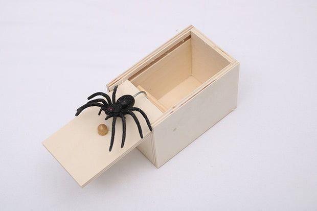 Funny Scare Box Wooden Prank Spider